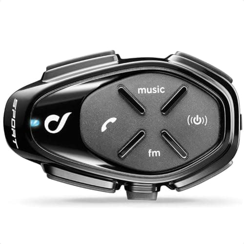 INTERPHONE SPORT - Singolo - Interfono Bluetooth da casco per comunicazione in moto, Fino a 4 motociclisti, Distanza 1Km, Autonomia 20 ore, MP3, GPS, Impermeabile, Universale.