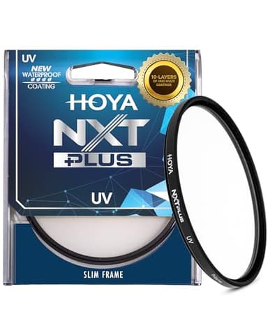 Hoya Filtro UV NXT Plus da 77 mm, Schott B270 in vetro trasparente con rivestimento multistrato HMC a 10 strati per una trasmissione della luce al 98%, rivestimento superiore impermeabile, telaio in