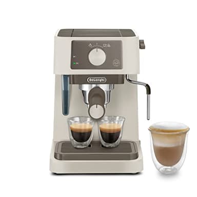 De'Longhi - Stilosa EC235.CR, Macchina da caffè manuale, sistema cappuccino, caffè in polvere o Capsule ESE, serbatoio da 1 litro, 1100 W, caldaia in acciaio inossidabile, 1100 W, colore crema