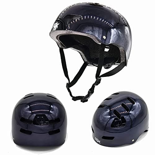 WeLLIFE Casco Regolabile per Ragazzi e Adulti - Protezione Elmetto Nero RGX adatto per Skateboard, Bici, Pattini Sicurezza Ideale Multi-Sport Leggero e Sicuro