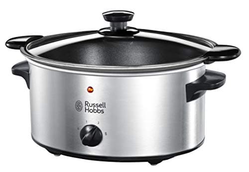 Russell Hobbs Pentola per Cottura Lenta - Pentola da 3,5 Litri con Rivestimento Antiaderente - Acciaio Inox; 3 Impostazioni di Temperatura; Mantenimento in Caldo; 160 Watt,Slow Cooker 22740-56