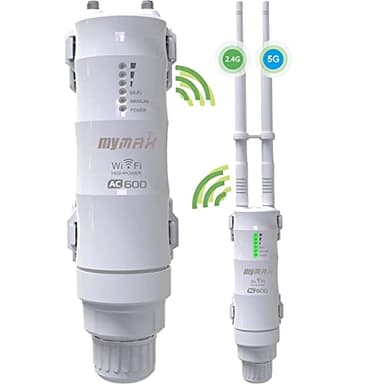 AC600 Dual Band 2.4+5GHz 600Mbit/s Ripetitore WiFi Esterno Potente, Extender Outdoor/PoE Access Point (AP)/Antenna/Amplificatore/Router Wireless (2x2 MIMU, Lunga Distanza, WN570HA1)