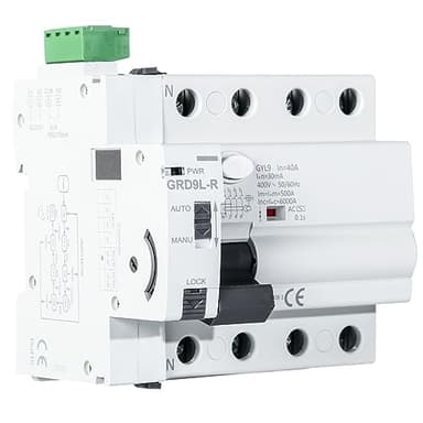 DEWIN Interruttore Differenziale a Riarmo Automatico, 4P 40A 30mA 6KA Salvavita con Riarmo Automatico Restart Salvavita Riarmatore Automatico Salvavita Interruttore Classe AC GRD9L-R RCCB