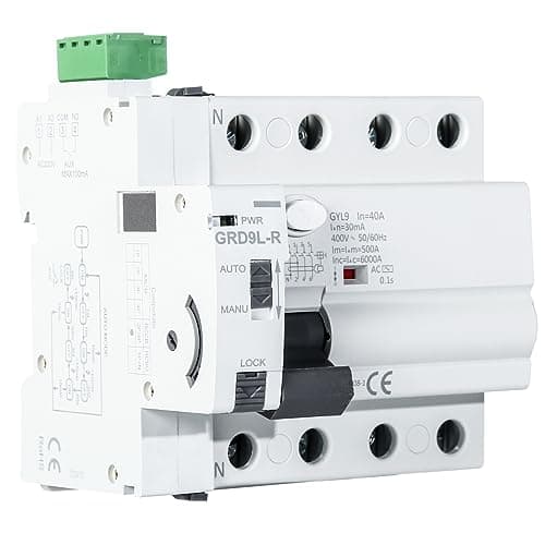 DEWIN Interruttore Differenziale a Riarmo Automatico, 4P 40A 30mA 6KA Salvavita con Riarmo Automatico Restart Salvavita Riarmatore Automatico Salvavita Interruttore Classe AC GRD9L-R RCCB