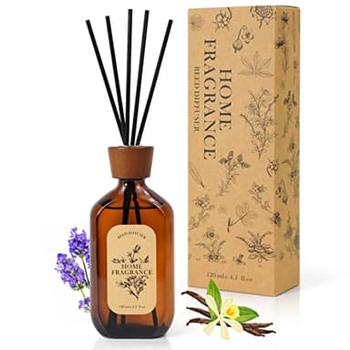 Scent-Hi Profumatore per Ambienti Bastoncini 120ml Diffusore di Oli Essenziali Vaniglia e Lavanda, Senza Alcool, Diffusore Profumato Fragranza a Lunga Durata per Regalo Festa della Mamma