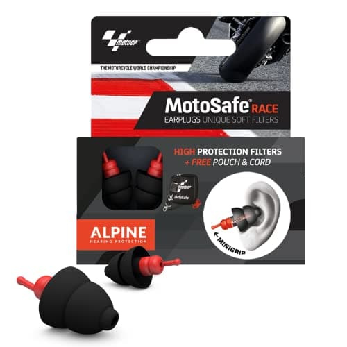 Alpine MotoSafe Race Edizione MotoGP™ – Tappi da Escursioni – Previeni i danni alle orecchie quando guidi la moto – Senti i rumori della strada – Materiale comodo ipoallergenico – Riutilizzabili