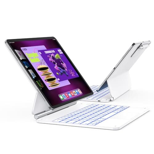 TECURS Custodia tastiera per iPad Air 13" (M3/M2, 2025/2024), tastiera per iPad Pro 12.9 (6/5/4/3 Gen), Magic Keyboard per Air 13 con supporto a scorrimento libera, QWERTZ, bianco