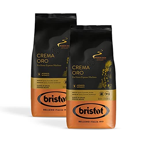 Bristot Caffè Crema Oro In Grani 1kg - Chicchi Con Miscela Da Brasile, Centro America, Africa, India, Sud Est Asiatico. Cremoso, Aroma Intenso E Gusto Dolce
