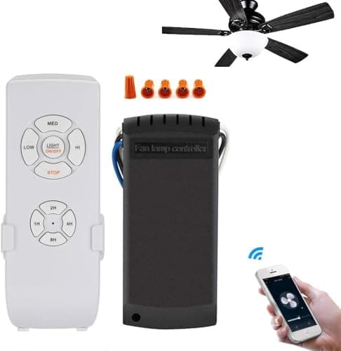 Wifi Ventilatore Lampada Telecomando Kit,Wireless Ricevitore e Trasmettitore con 3 Velocità e 4 Timer,Supporto Smart Life APP, Alexa e Google Home