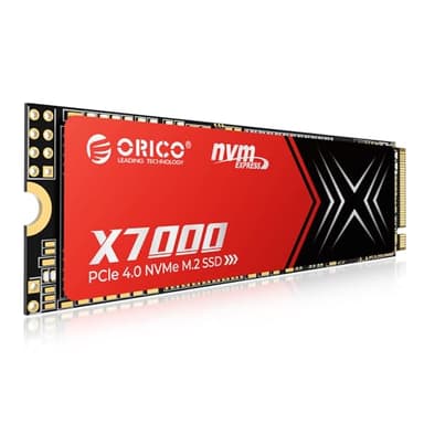 ORICO 2TB M.2 NVMe SSD per Il Gioco, fino a 7400MB/s, Tempo di Risposta di 17μs, Unità Interna PCIe Gen 4, Compatibilità PS5 e PC, con Dissipatore per un Migliore Raffreddamento e Multitasking-X7000
