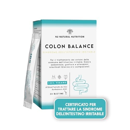 Colon irritabile. Sollievo per la Regolarità Intestinale, combatte Gonfiore, Dolore Addominale, Stitichezza, Gonfiore e Gas. IBS. con Studi Clinici. Vegan. Senza Glutine. N2 Naturral Nutrition
