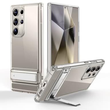 ESR Custodia per Samsung Galaxy S24 Ultra, Cover sottile antiurto con supporto a 3 modalità, Protezione anti-caduta di livello militare, Cavalletto brevettato, Serie Boost, Trasparente