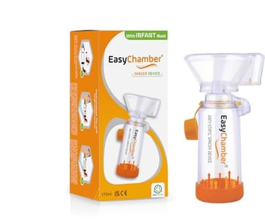 EasyChamber distanziatore antistatico Dispositivo con maschera per neonati, camera di inalazione, uso con inalatore a dose dosata, senza BPA e lattice