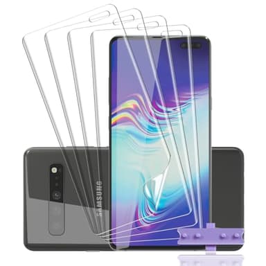Rnnmeeko Pellicola Protettiva per Samsung Galaxy S10 5G Vetro Temperato, 4 Pezzi HD Trasparente Film TPU, per Samsung Galaxy S10 5G 3D Flessibile Anti-Scratch Protezione Schermo