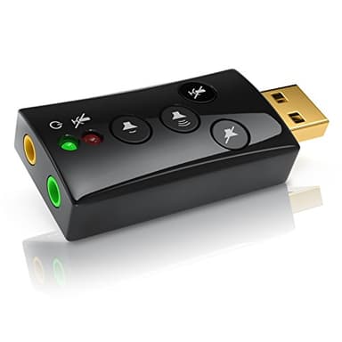 CSL - Scheda Audio USB Esterna Windows Mac Linux- 1x Ingresso Microfono 1x Uscita Cuffie - Dynamic 3D Surround Sound 7.1-4 Tasti Funzione Mic mute, Audio OFf, Volume - LED