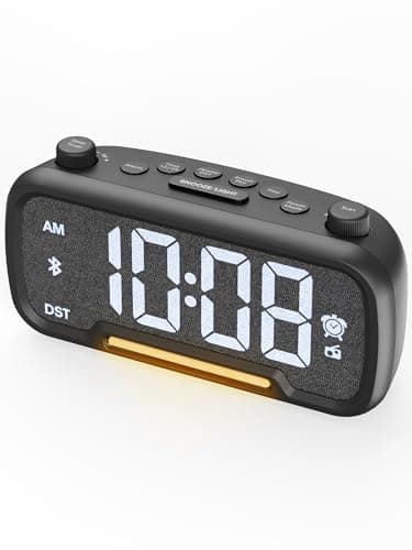 Sveglia Digitale da Comodino, Radiosveglia per la camera da letto Orologio Digitale da tavolo Funzionamento a rete/Dimmer/Luce notturna/USB/Tipo-C/DST/Batteria di Backup Radio da Cucina