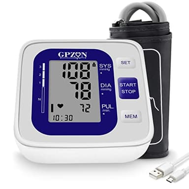 GPZON Misuratore di Pressione Braccio bracciale Macchina per polsini BP,Accurato kit automatico per alta pressione sanguigna con polsino largo 22-40 cm