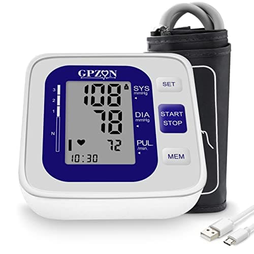 GPZON Misuratore di Pressione Braccio bracciale Macchina per polsini BP,Accurato kit automatico per alta pressione sanguigna con polsino largo 22-40 cm