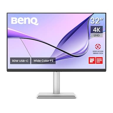 BenQ MA320U Monitor per MacBook Pro/Air 32” 4K 3840x2160, Due USB-C, Alimentazione 90W, Compatibile con colori Mac, Hub USB, Comandi volume/luminosità per Mac, Supporto regolabile, Gamma colore P3