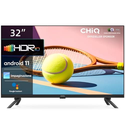 CHiQ L32G7L, 32 Pollici Smart TV, Android 11, HD, Frameless TV, Netflix, Prime Video, Youtube, HDR10, 2.4/5G Wi-Fi, Bluetooth5.0, Chromecast, Google Assistant, DVB-T2/T/S2