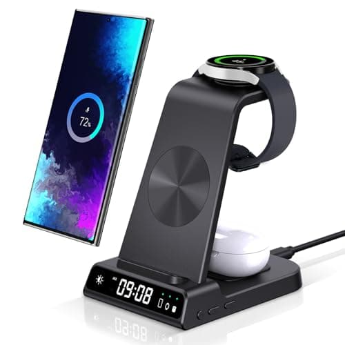 Phelinta 3 in 1 Caricatore Wireless per Samsung S25 Ultra, Stazione di Ricarica per Samsung S25/S24/S23/Z Flip/Z Fold, Base Ricarica Wireless per Samsung Galaxy Watch Ultra/7/6/5, Galaxy Buds 3/3 Pro