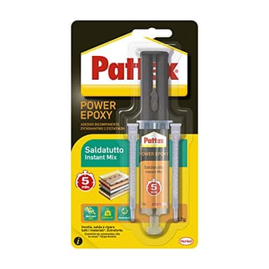Pattex Power Epoxy Saldatutto Mix 5 minuti, forte colla epossidica bicomponente a elevata tenuta finale, colla multiuso adatta per quasi ogni materiale,, 1x12g