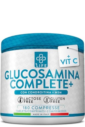 Glucosamina Condroitina Msm 180 Compresse Con Vit C PiuLife® 1 Al Giorno, Integratore Articolazioni E Cartilagine Ginocchio, 730mg Dose, Glucosamina Complex, Condroitina Glucosamina Alto Dosaggio