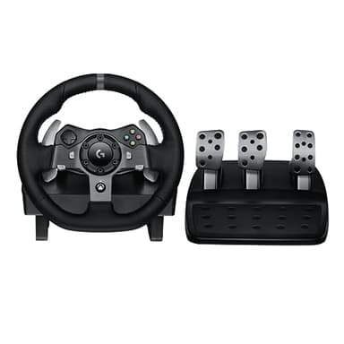 Logitech G G920 Driving Force Volante da corsa e pedali con ritorno di forza dinamico reale, leve al volante in acciaio inox, coprivolante in pelle, per Xbox Series X|S, Xbox One, PC, Mac - Black