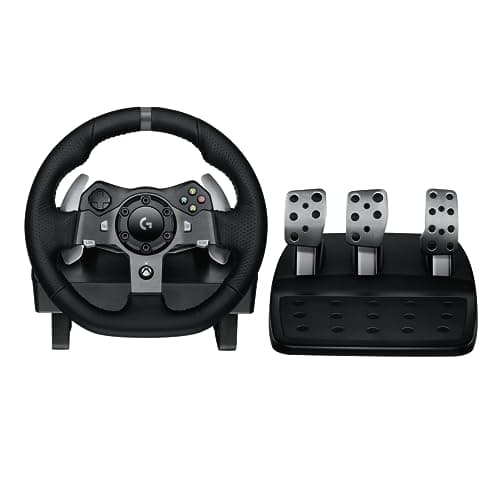 Logitech G G920 Driving Force Volante da corsa e pedali con ritorno di forza dinamico reale, leve al volante in acciaio inox, coprivolante in pelle, per Xbox Series X|S, Xbox One, PC, Mac - Black