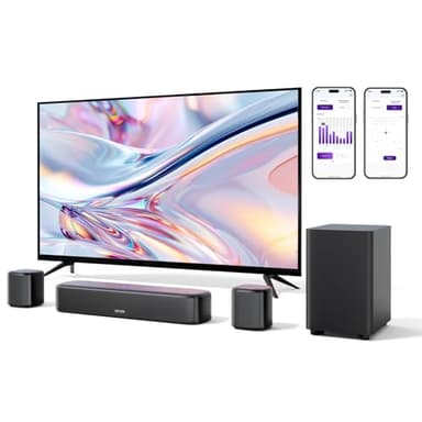 ULTIMEA Soundbar 5.1 Canali, Impianto Surround Virtuale per TV, Soundbar per TV con Audio Home Theater, Sound Bar Bluetooth con Subwoofer, e 2 Altoparlanti Surround, Gestione Tramite App, Aura A30