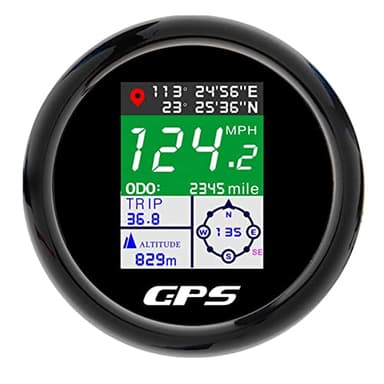 Geloo GPS 85 mm Tachimetro TFT regolabile Mph Nodi Km/h Contachilometri digitale con antenna GPS per barca auto camper RV (nero)