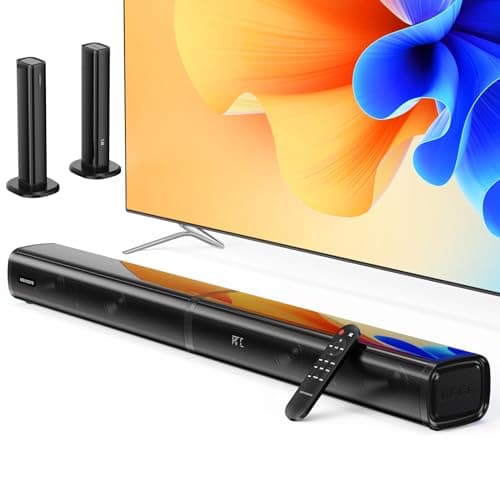 MEVOSTO Soundbar per dispositivi TV - 2025 Upgraded Dual Subwoofer incorporato 2.2 Canali Rimovibile 2 in 1 Altoparlante per TV PC Gaming HD ARC/Ottico/AUX/BT/USB Bass/Altezze regolabili per home