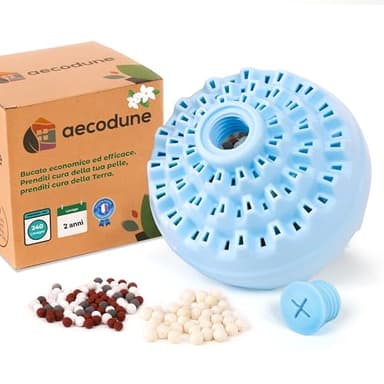 aecodune Palla Lavatrice Economica con 2 Anni Detersivo Lavatrice Ecologico - 240 Lavaggi - Perle di Sapone Lavatrice Naturale con Sfere di Ceramica - Ovetto Lavatrice Riutilizzabili a Vita -Gelsomino