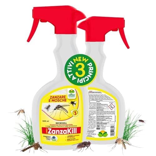 Albagarden - Zanzakill Insetticida Zanzare Giardino - Antizanzare Da Interno Ed Esterno - Antimosche Repellente A Rapida Azione Contro Mosche Moscerini E Insetti - Spray x 500 ml