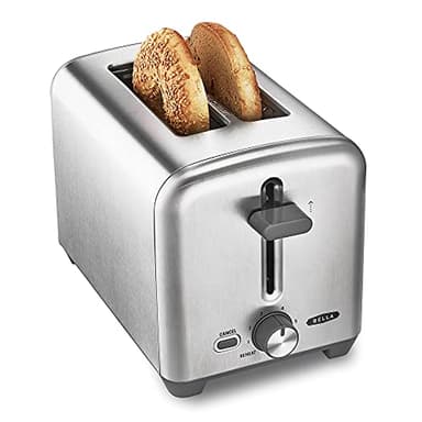 BELLA Tostapane a 2 Fette con Fessure Extra Larghe e Vassoio Raccoglibriciole Rimovibile, 6 Opzioni di Doratura, Spegnimento Automatico e Anti-Inceppamento, Tosta Pane, Bagel e Waffle, 750W, 2 Fette