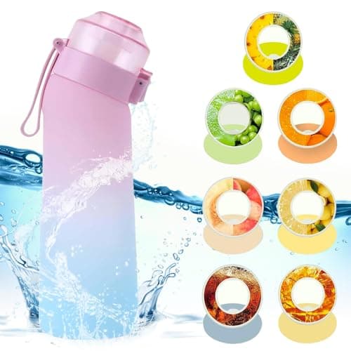 Grikeyo Borraccia, Air Borraccia Sportiva da 650ml con Cialde, Tritan Set Iniziale Senza BPA, 0 Zuccheri, Borraccia con 7 Cialde Aromatiche, Ideale per la Corsa e in Palestra Rosa