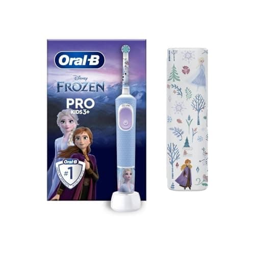 Oral-B Spazzolino Elettrico Ricaricabile Bambini Frozen+3 Anni, Delicato sulle Gengive, Utilizzabile con Disney Magic Timer, 1 Testina, 1 Spazzolino, 1 Custodia da Viaggio, Idea Regalo