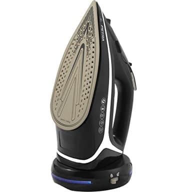 Petra PF0987VDEEU7 Ferro da Stiro a Vapore - Senza Filo 2 in 1, Potente 2600 W, Piastra in Ceramica, Colpo Vapore 140g/min, Serbatoio 300 ml, Anticalcare e Antigoccia, Termostato Regolabile, Nero