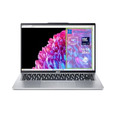Acer Swift Go 14 SFG14-73-76EK PC Portatile, Notebook, Intel Core Ultra 7 155U, RAM 16 GB DDR5, 512 GB PCIe NVMe SSD, Display 14" 2.8K OLED 90 Hz, Scheda Grafica Intel, Windows 11 Home