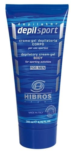HIBROS Crema Depilatoria Uomo Doccia Pelli Sensibili Depilazione Gambe Braccia Petto Schiena Gel Delicata Professionale Indolore Sport Sportivo Ciclismo Rimozione Peli Duri Superflui 200ml