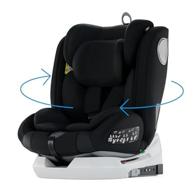 Babify Onboard Seggiolone Auto Isofix I-Size per Bambini da 0 Mesi - 12 Anni, 40-150cm, Seduta Auto Bimbi Regolabile e Reclinabile, rotazione di 360º, Gruppo 0, 1, 2, 3, Nero
