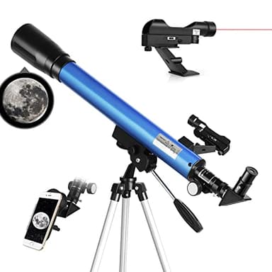 Telescopio con Cercatore a Punto Rosso, Telescopio Astronomico da 50/600 mm con Treppiede Retrattile, Telescopio ad Alta Trasmissione Multistrato per Principianti con Adattatore per Telefono