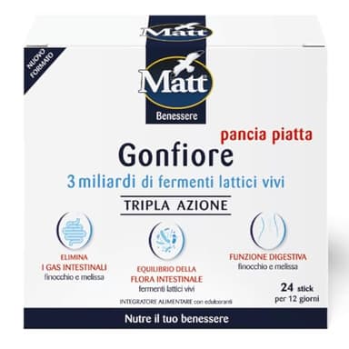 Matt Benessere Integratore Alimentare Pancia Piatta Plus, 12 Bustine
