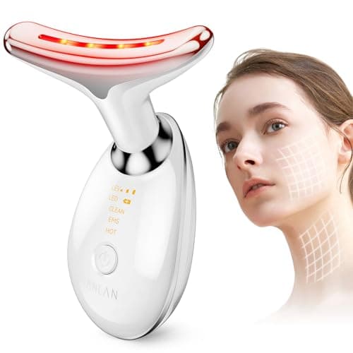 ANLAN Dispositivo di Bellezza Antirughe, Impacco Caldo a 45 ℃ Terapia Della Luce Massaggiatore Viso EMS lifting del Collo Rassodante per Tonificare il Viso