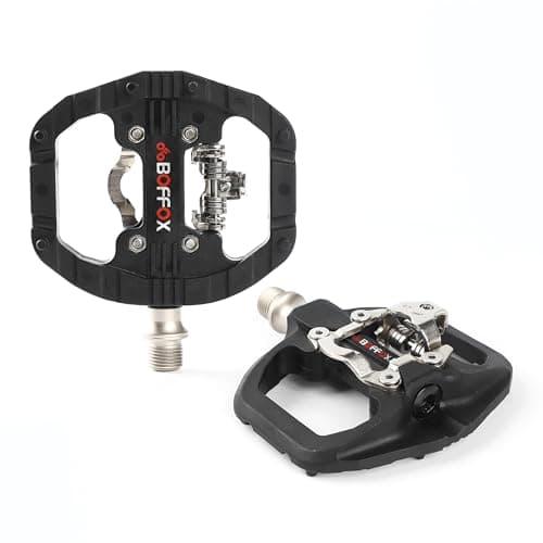 BOFFOX Pedali Bici MTB Flat e SPD Pedali Doppia Funzione 9/16 Pedali per Bicicletta Antiscivolo e Leggeri Adatto per Corsa/MTB/BMX