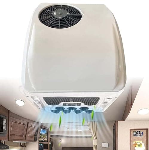 Condizionatore d'Aria 12V 24V DC Aria Condizionata Fredda E Calda Funzione Condizionatore d'Aria sul Tetto Sono Applicabili A Camion Condizionatore Camper Autobus,12V