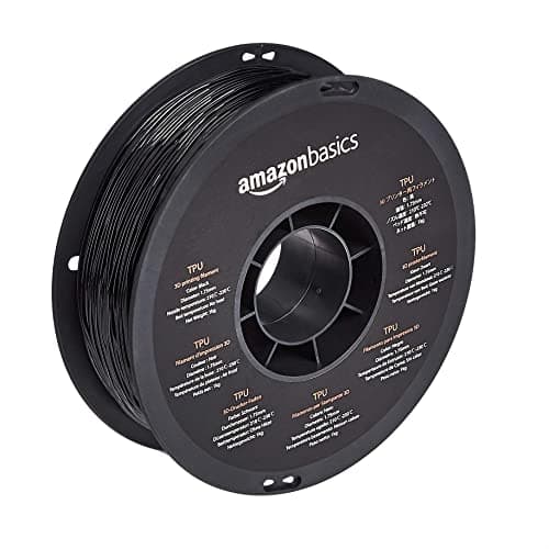 Amazon Basics - Filamento per stampanti 3D, in poliuretano termoplastico (TPU), 1.75 mm, nero, bobina da 1 kg