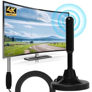 EuAcesry Antenna TV Interna Amplificata Potente HDTV Digitale Terrestre 420KM+ Miglia Gamma, Amplificatore Segnale Antenna TV Portatile da Esterno Interno per 1080p 4K HD/1080P ALL TV