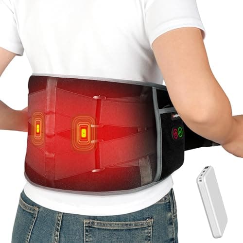 Comfytemp Fascia Lombare Riscaldamento, Fascia Riscaldante Lombare con 3 Livelli di Temperatura e Massaggio a Vibrazione, con spegnimento automatico, per Schiena Spalle Addome