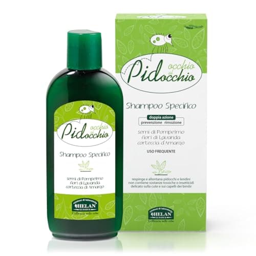Helan, Occhio al Pidocchio, Shampoo Pidocchi, Specifico Trattamento Pidocchi e Lendini Forte, per Pelle Sensibile, con Oli Vegetali Andiroba e Neem e Fiori di Lavanda, 200 ml - Made in Italy